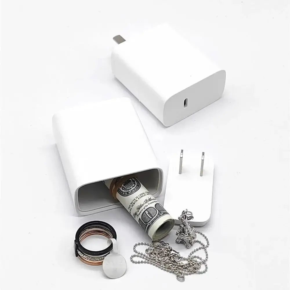 Secret Hidden Storage Cash Box Safe Fake Charger Plug – Cargador Falso con Compartimento Secreto para Esconder Objetos de Valor - unpocodetodo