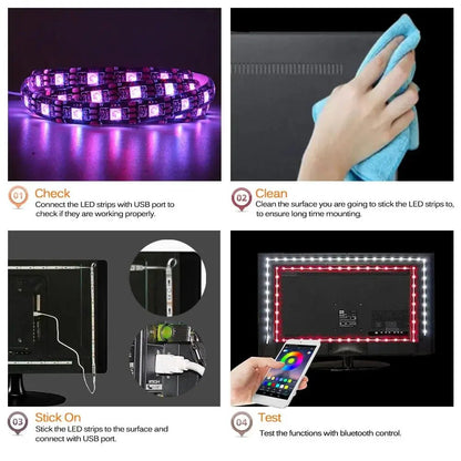 Tira LED RGB con Retroiluminación Bluetooth USB – Luces LED Flexibles para TV, Ambientes y Gaming - unpocodetodo
